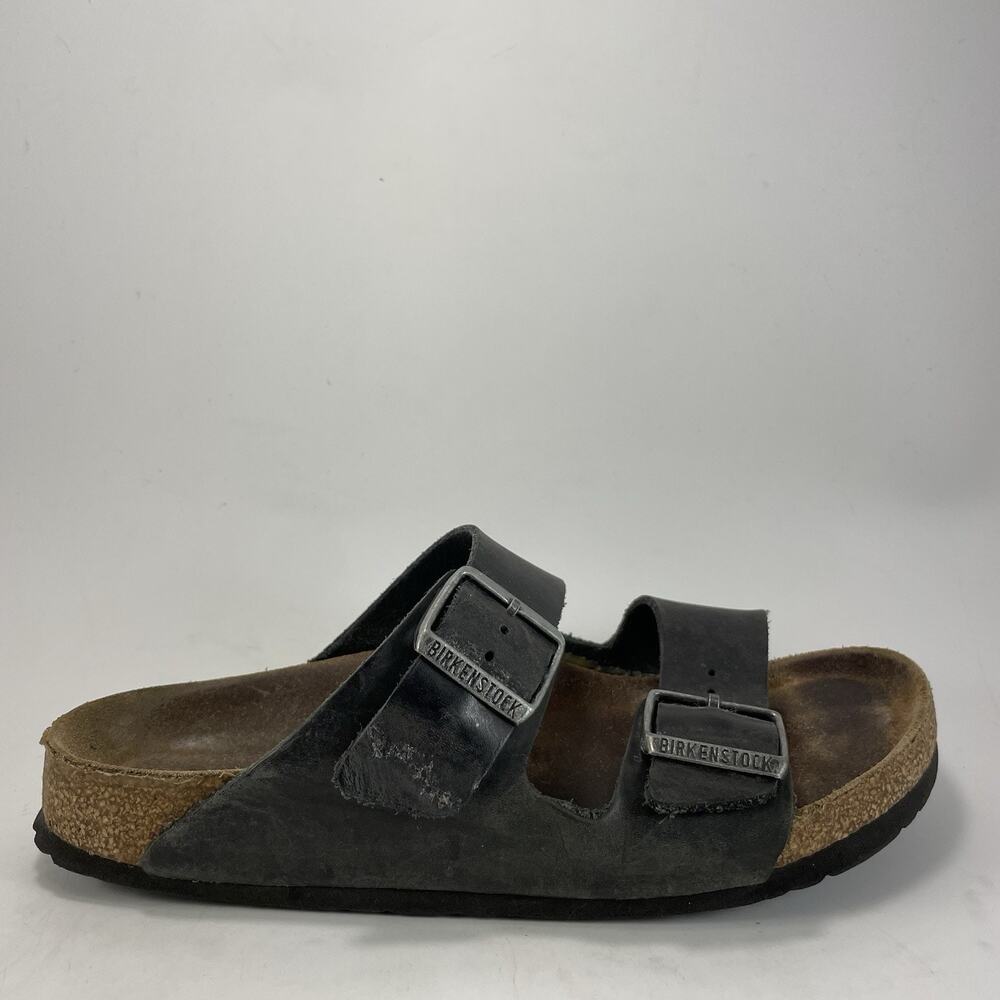 Birkenstock Arizona Sandals Womens Size 38/US 7-7.5 Black Oiled Leather Narrow